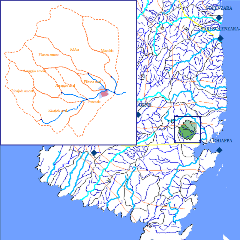 Carte de l'hydrologie du bassin versant